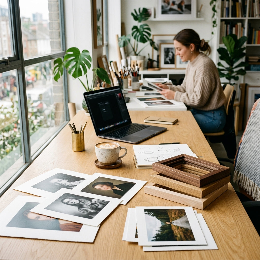 The New Common Stock art collective studio desk, ready to assist collectors and partners.